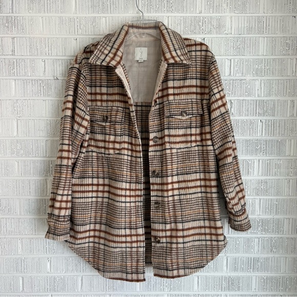 Joie Jackets & Blazers - JOIE | Wool Blend Flannel Shirt Jacket Shacket